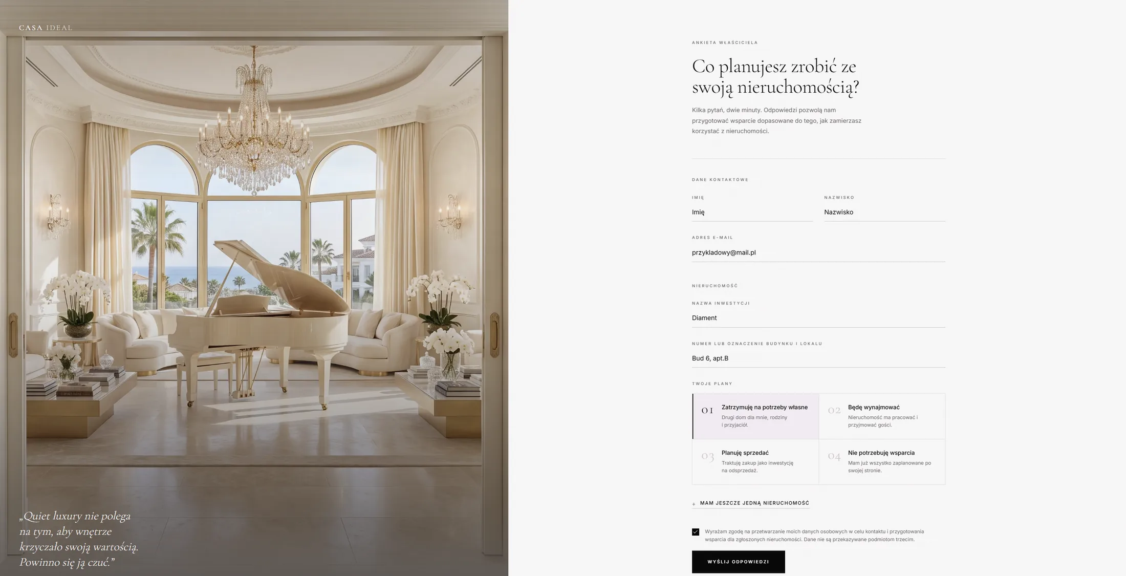 The survey opens with the property, not the paperwork.