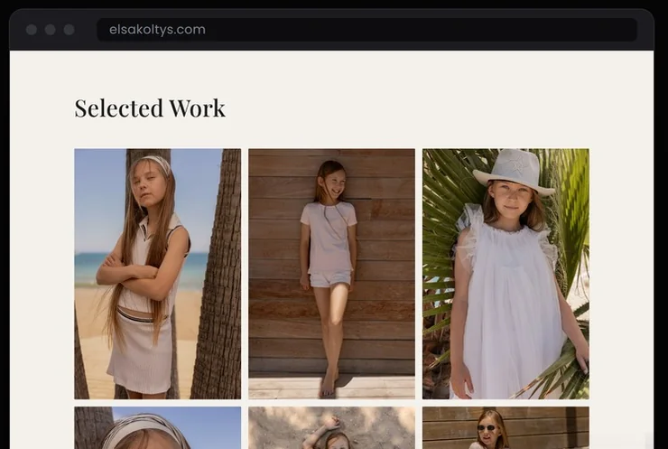 Elsa Koltys — gallery grid in a browser window