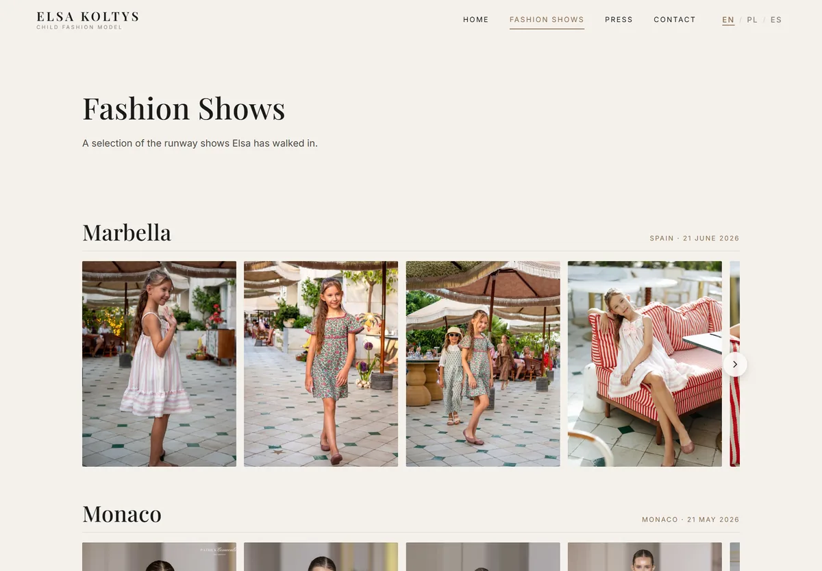 Elsa Koltys — runway shows section