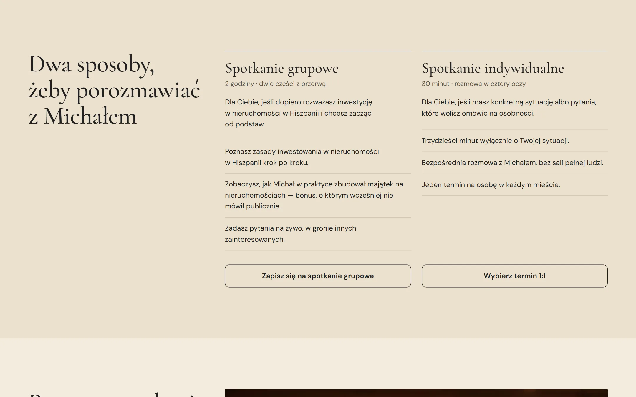 Dwa formaty spotkań, opisane tak, żeby każdy od razu wiedział, który jest dla niego.